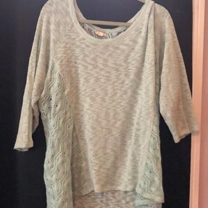 Teal half sleeve sweater with knitted sides